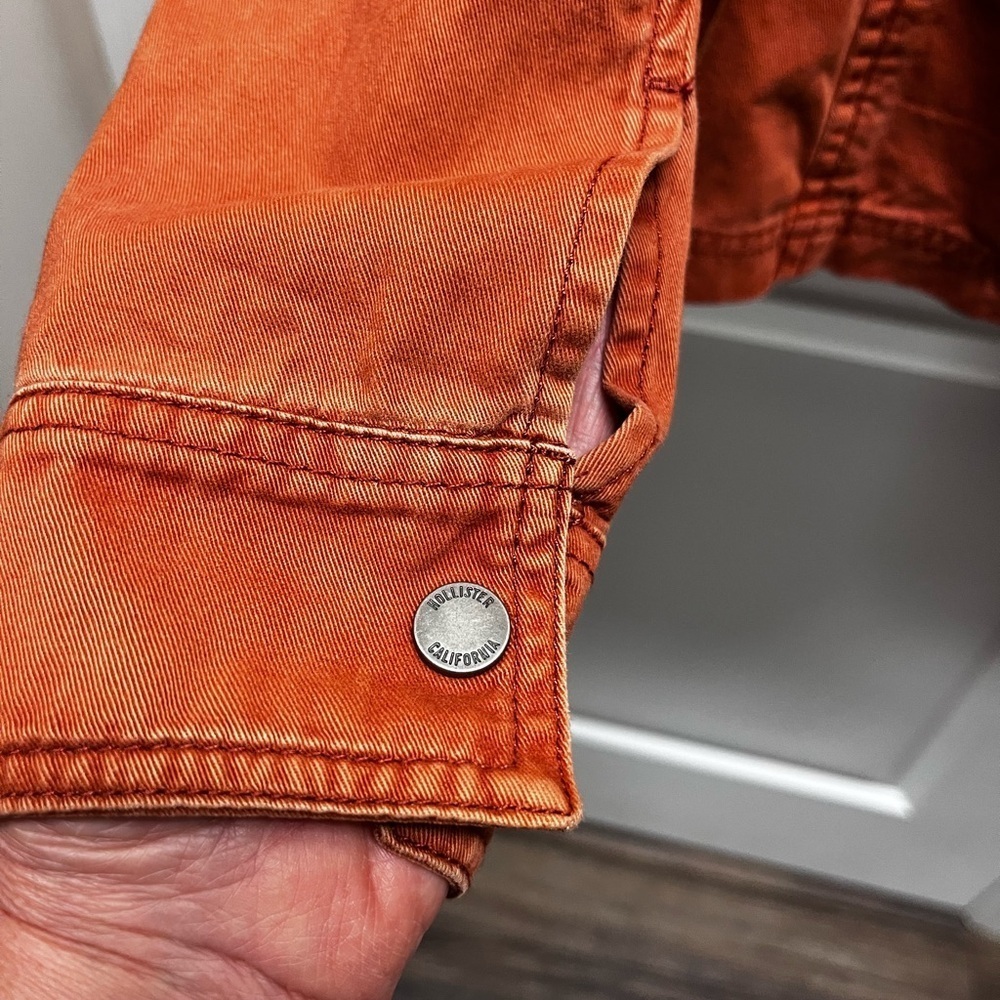 Hollister Burnt Orange Utility Jacket - Small - Rust Military Cargo Coat - Picture 5 of 13